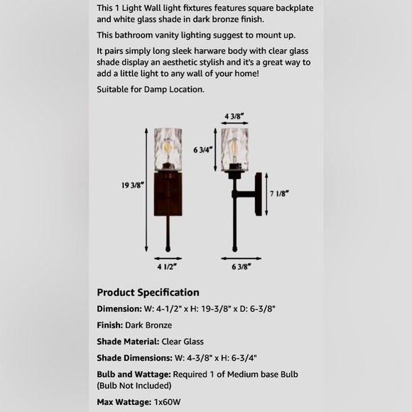 BRONZE WALL SCONCE - Picture 5 of 10